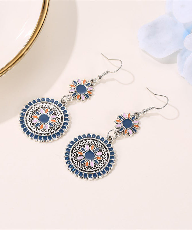 Retro Silk Sterling Silver Alloy Cloisonne Drop Earrings