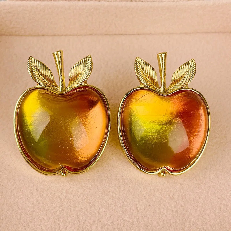 Medieval Style Apple Brooch and Earrings Set