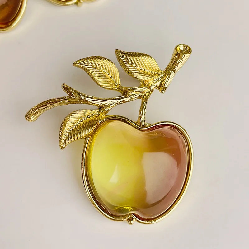Medieval Style Apple Brooch and Earrings Set