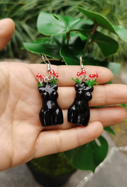 Mushroom Goddess Earrings & Necklace Set