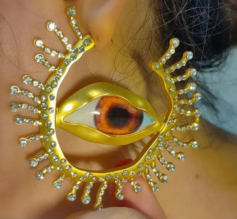 Asymmetrical Eye Hoop Earrings