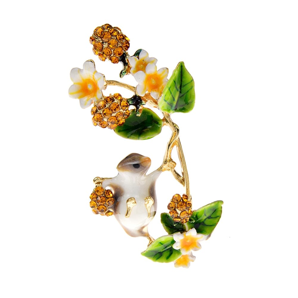 Squirrel Picking Raspberries Brooch