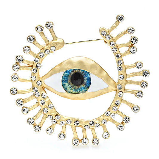 Rhinestone Eye Brooch