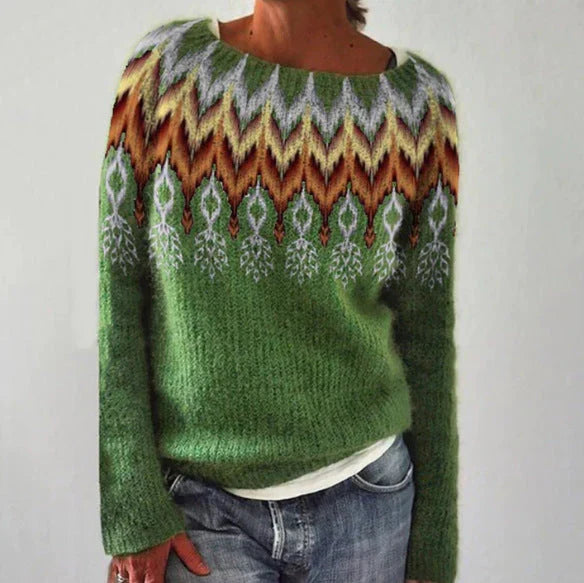 Andrea Women's Winter Christmas Sweater with Nordic Pattern