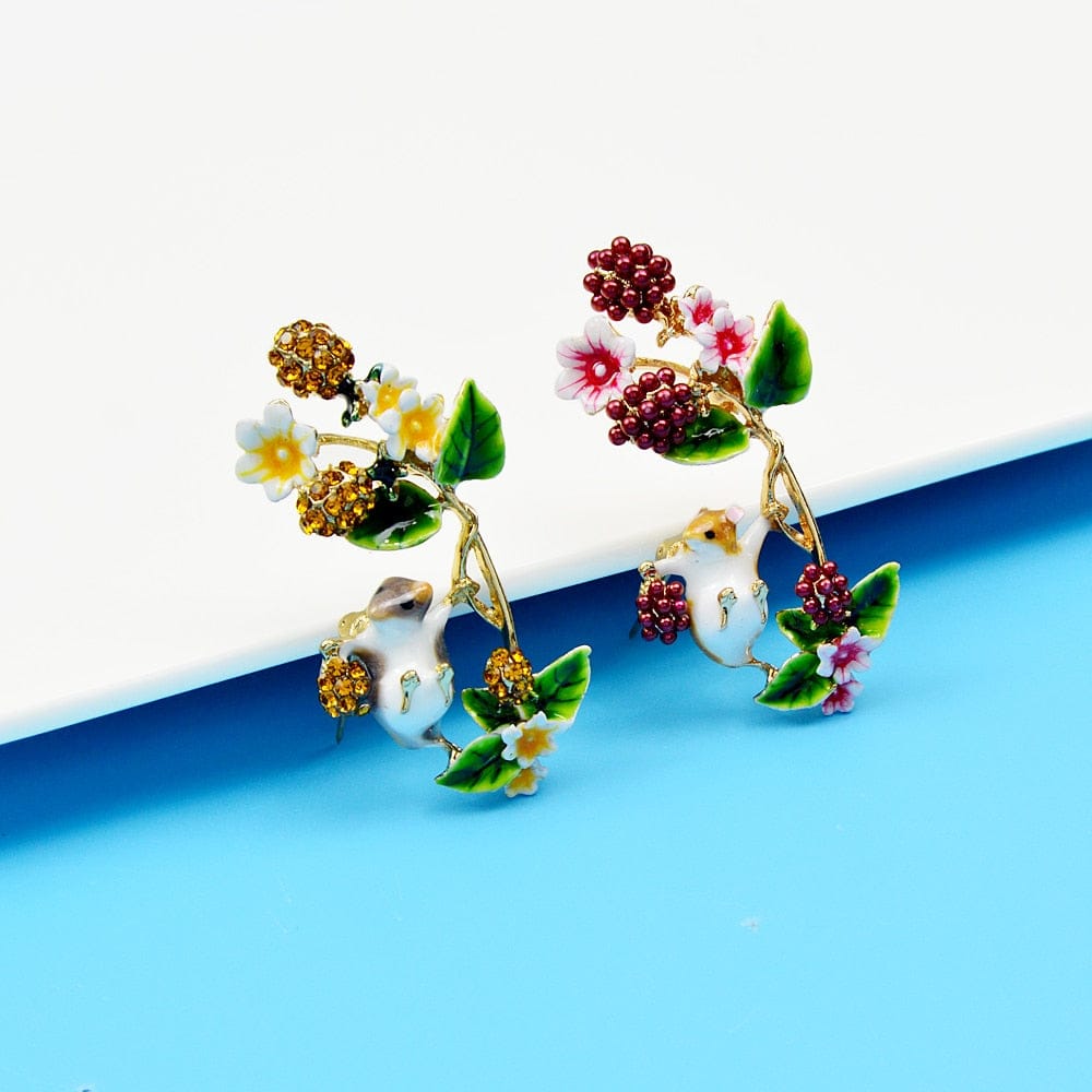 Squirrel Picking Raspberries Brooch