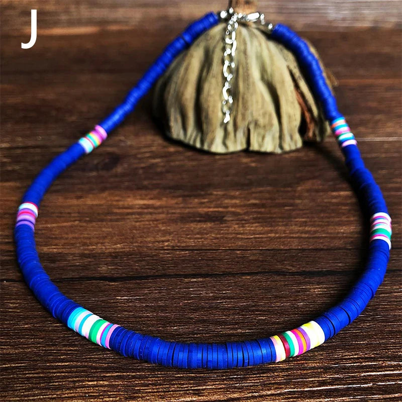 Soft Pottery Clay Beads Necklace Choker Necklace for Style Colorful Beaded Handmade Jewelry Gift