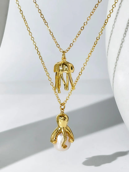 18k Gold Plated Jellyfish Necklace