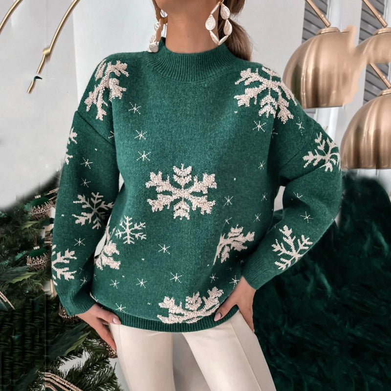 - Ugly Christmas Sweater - Glittering Snowflake Look with Festive Flair