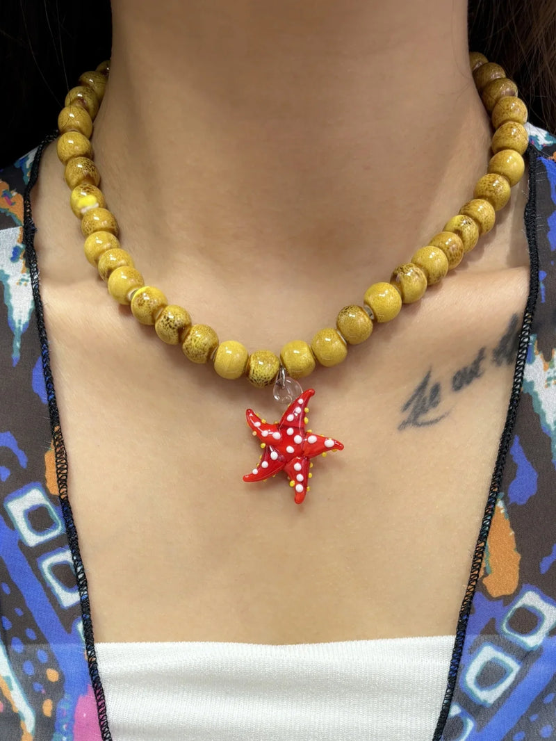 Glass Pendant Beaded Necklace