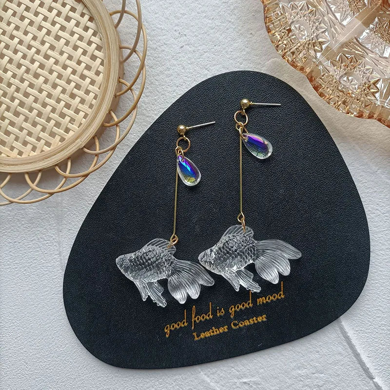 Transparent Goldfish Dangle Earrings
