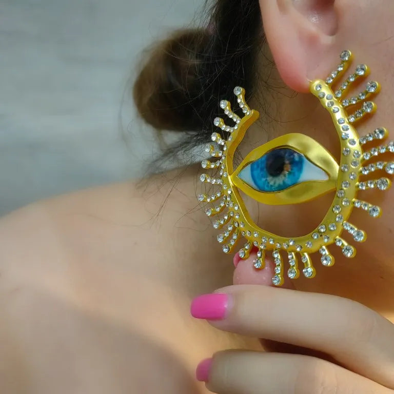 Asymmetrical Eye Hoop Earrings