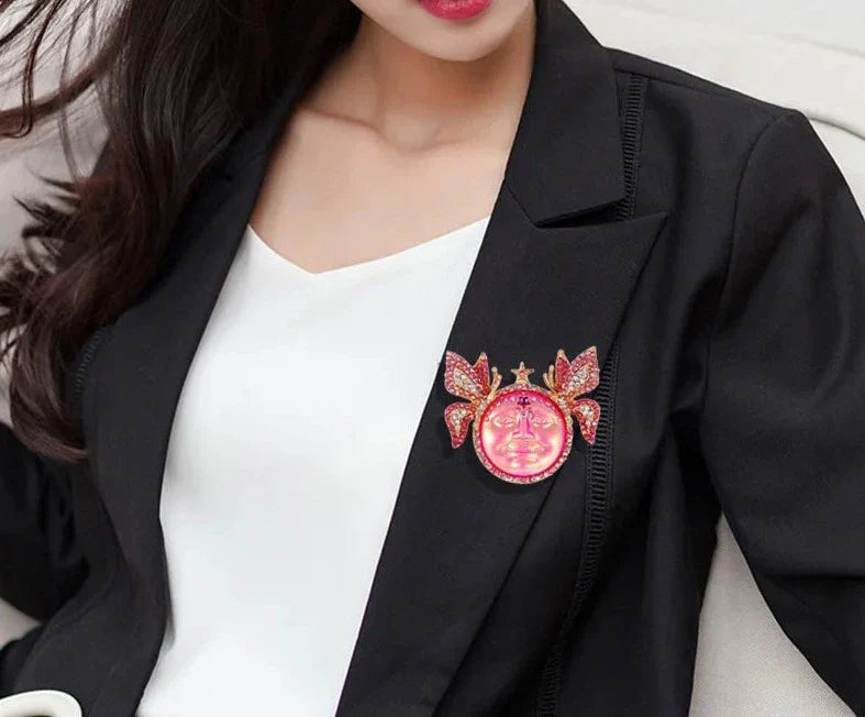 Holographic Butterfly Face Brooch