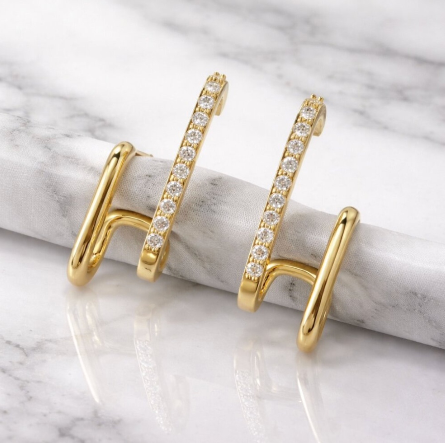 "anissa" Illusion Double Hoops