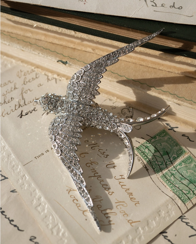Pave Swallow Brooch