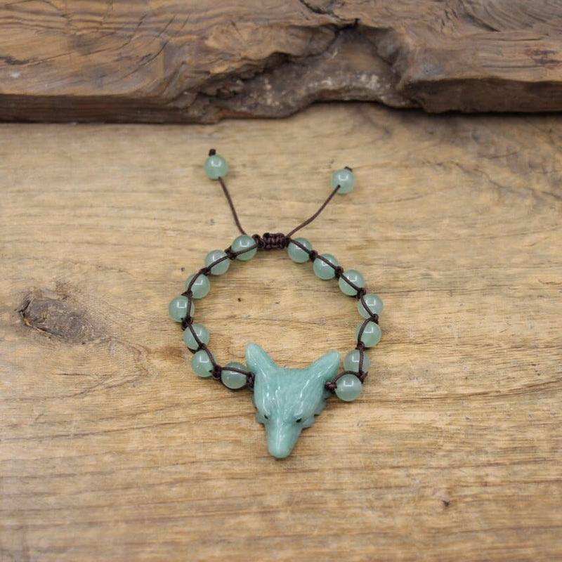 Natural Stone Wolf Beaded Bracelet