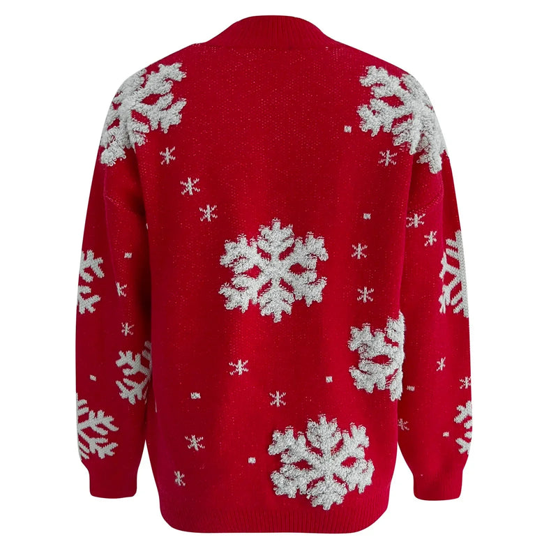 - Ugly Christmas Sweater - Glittering Snowflake Look with Festive Flair