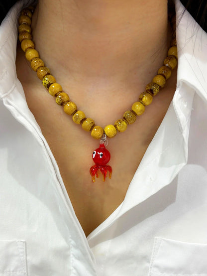 Glass Pendant Beaded Necklace