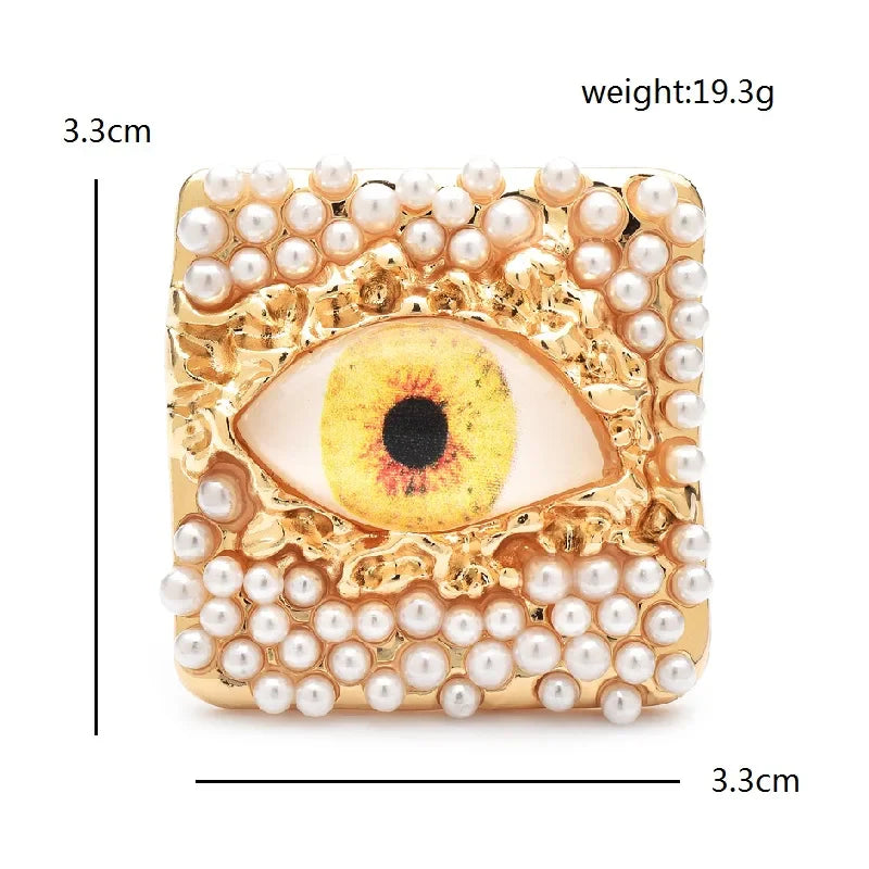 Pearl and Eye Square Brooch