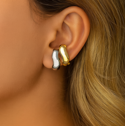 “aria” 2pc Mixed Metal Cuff Earring Set
