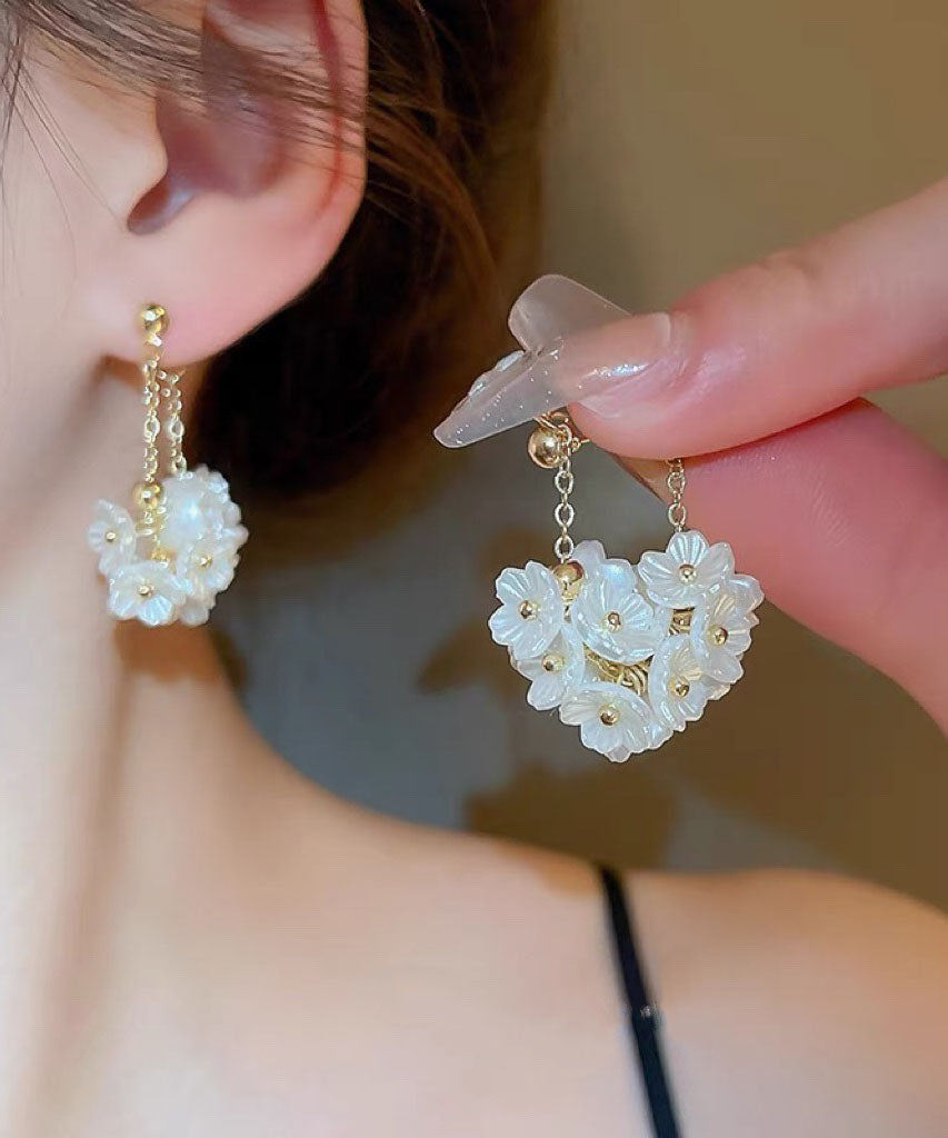 Simple Gold Alloy Pearl Tassel Drop Earrings