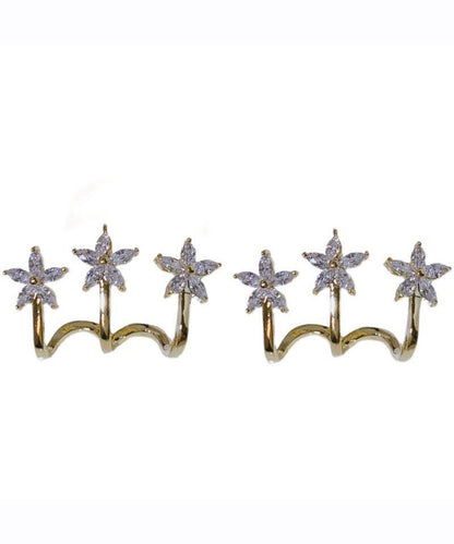 Simple Gold Sterling Silver Overgild Zircon Hoop Earrings
