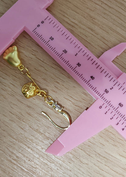 Simple Little Feet 14k Gold Drop Earrings
