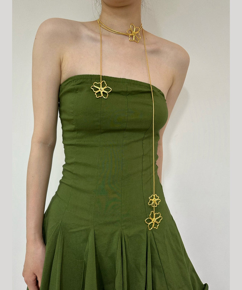 Skinny Gold Metal Overgild Hollowed Out Lariat Necklace Yr006