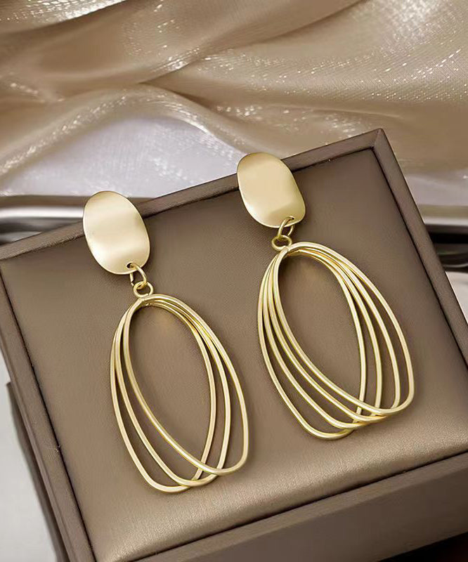 Style Gold Sterling Silver Overgild Oval Drop Earrings Gh1063