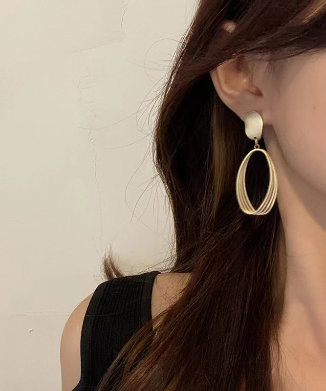 Style Gold Sterling Silver Overgild Oval Drop Earrings Gh1063