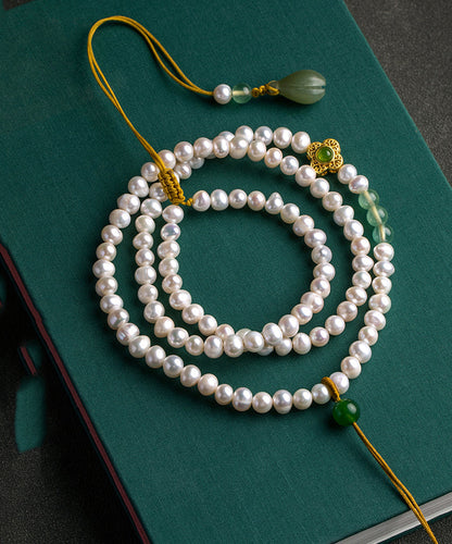 Style White Jade Pearl Grape Stone Orchid Pendant Necklace Gh1053