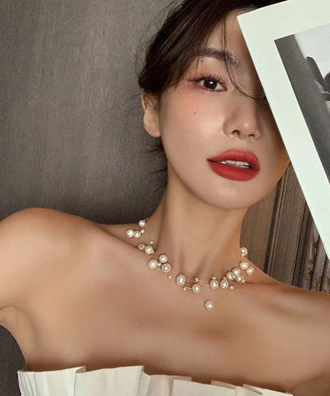 Style White Stainless Steel Pearl Princess Necklace Ya002