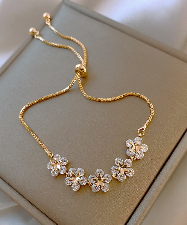 Stylish Gold Copper Overgild Zircon Charm Bracelet