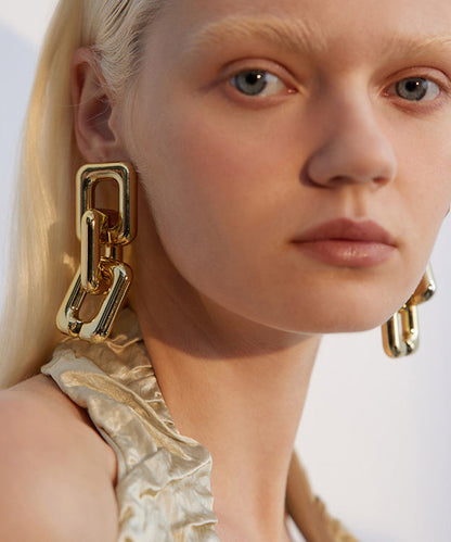 Stylish Golden Chain Linked Metal Earrings