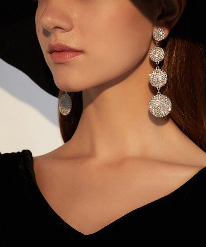 Stylish Rhinestone Rotundity Metal Drop Earrings