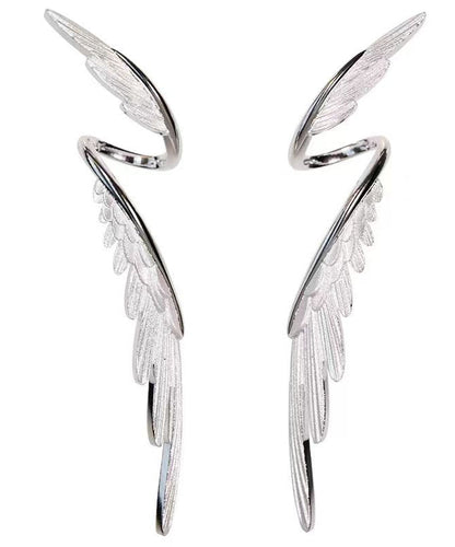 Stylish Silk Sterling Silver Wing Drop Earrings Gh1035