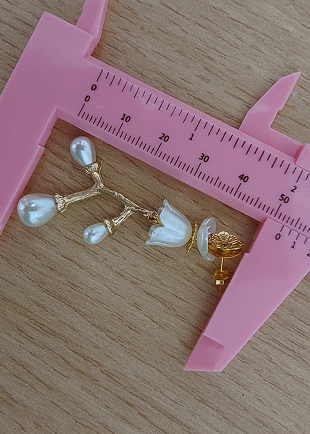 Stylish White Pearl Golden Branch Drop Earrings