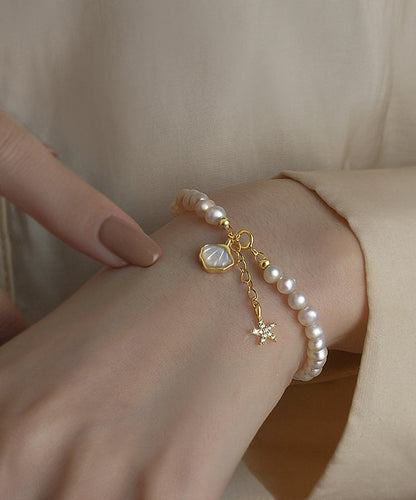 Stylish White Sterling Silver Alloy Zircon Pearl Shell Starfish Tassel Charm Braceletfine Silk Sterling Silver Broken Silver Gypsophila Necklace Et003