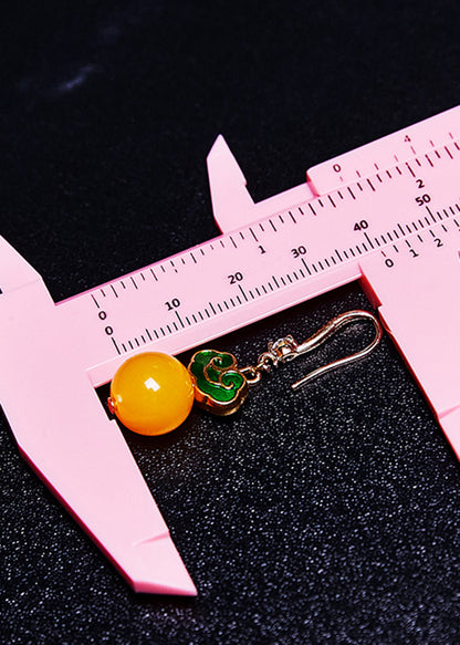 Stylish Yellow Beeswax 925 Silver Drop Earring
