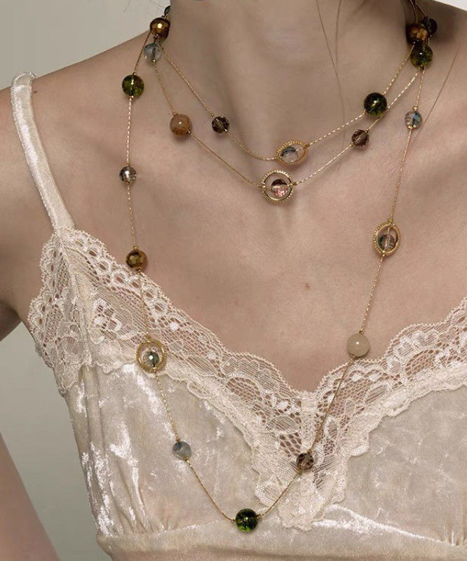 Unique Gold Metal Alloy Pearl Gypsophila Gratuated Bead Necklace Yr007