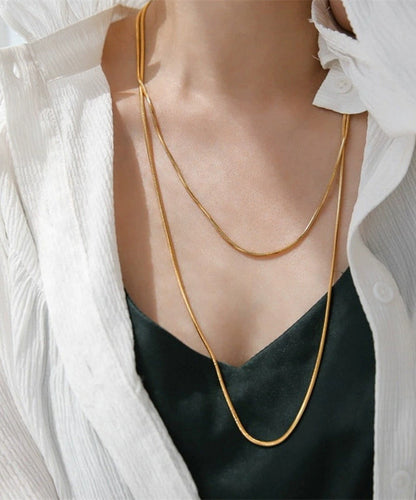 Unique Gold Stainless Steel Double Layer Sweater Necklace Yd016