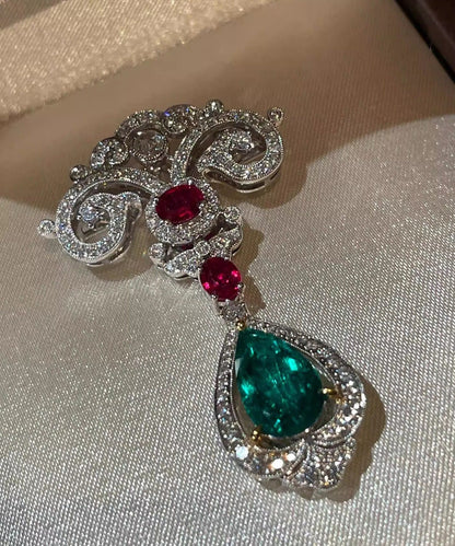 Unique Picture 1 Green Alloy Zircon Water Droplet Brooches