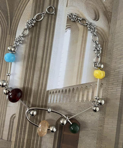 Unique Rainbow Stainless Steel Acrylic Alloy Pendant Necklace Yr017