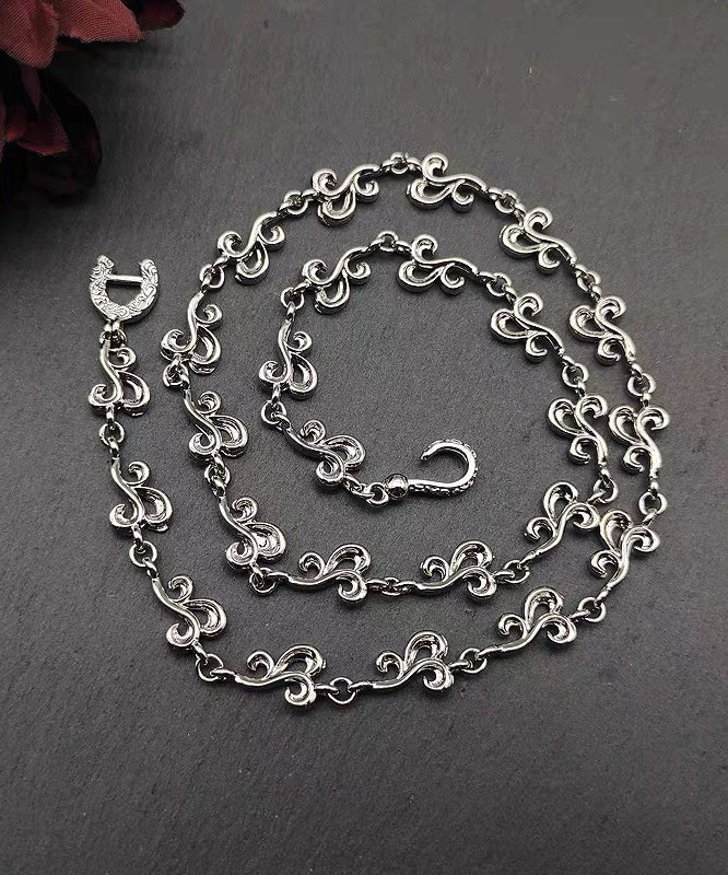 Unique Silk Sterling Silver Hollow Out Auspicious Clouds Necklace Kx1047