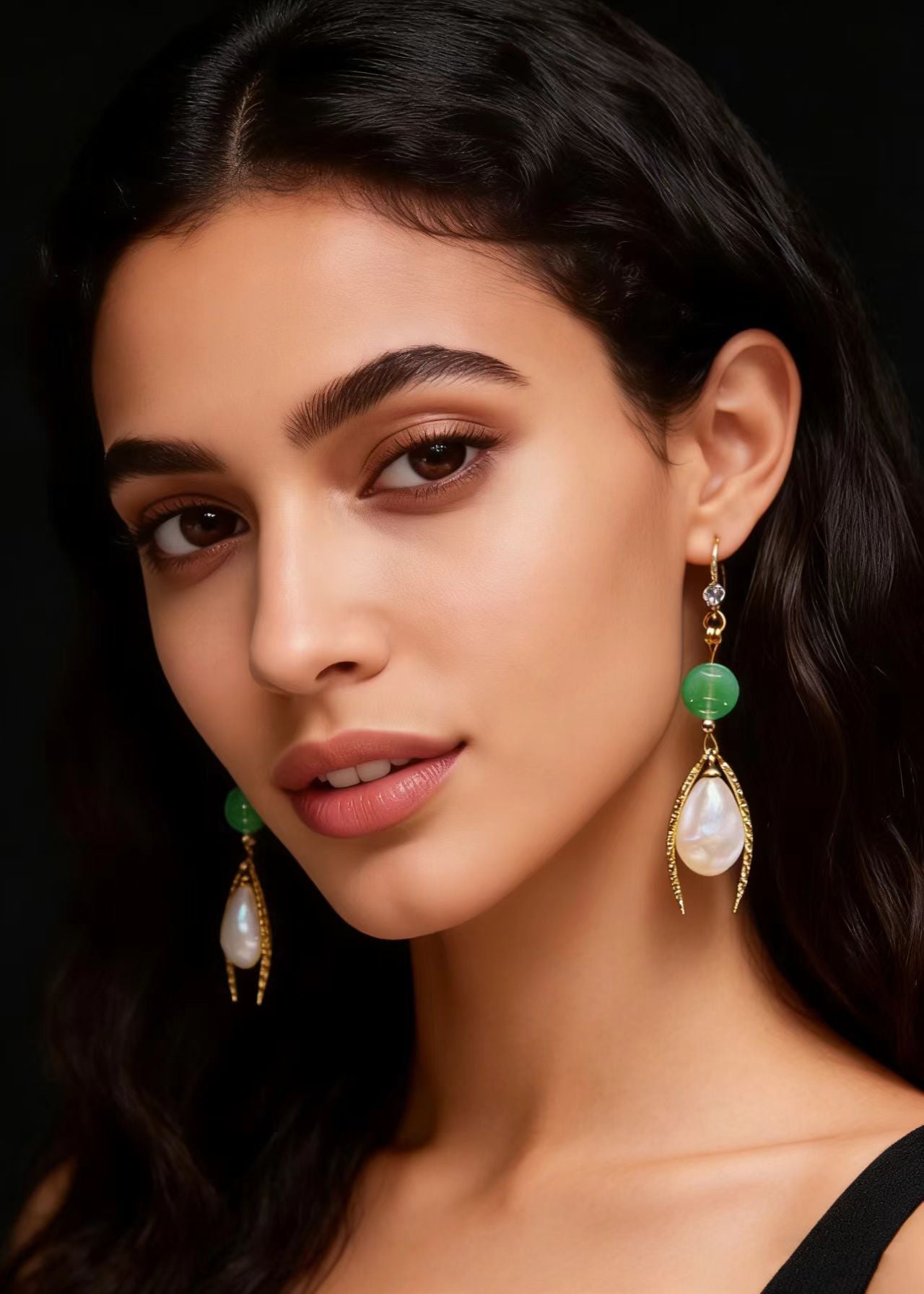 Unique White Pearl Water Droplet Fine Jade Drop Earrings