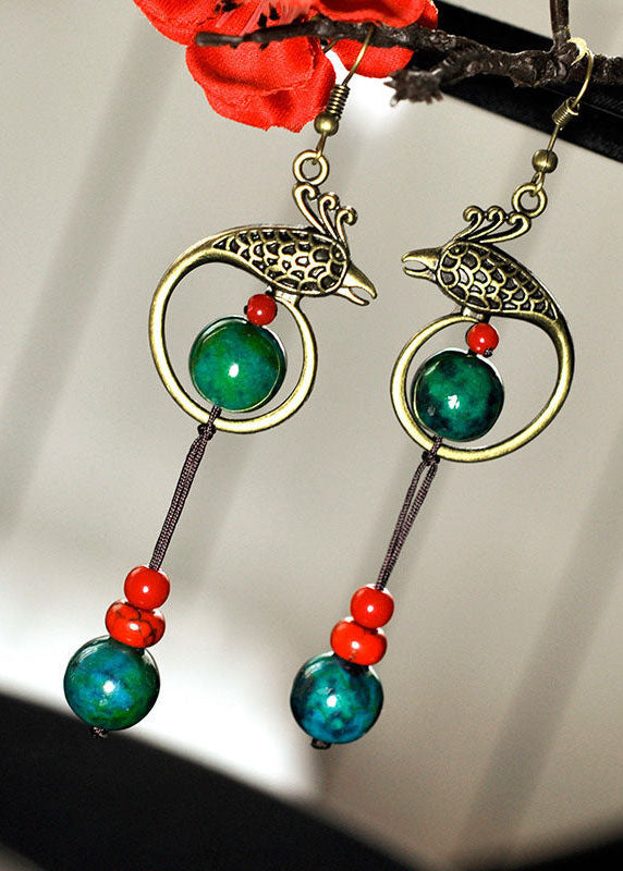 Bluebird Turquoise Original Design Copper Drop Earrings