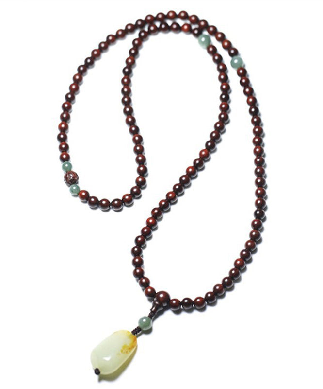 Brown Stainless Steel Beading Jade Charm Bracelet