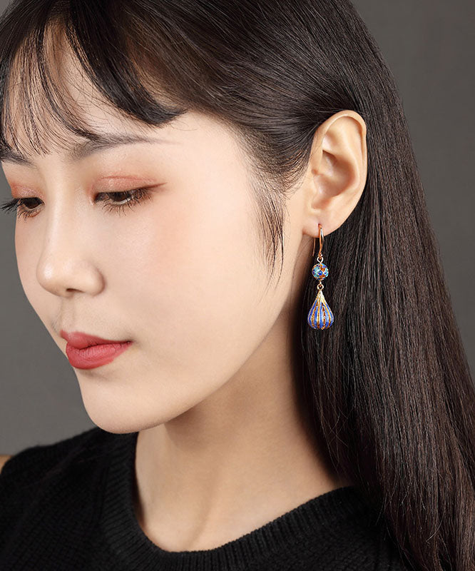 Gold Ancient Gold Cloisonne Drop Earrings