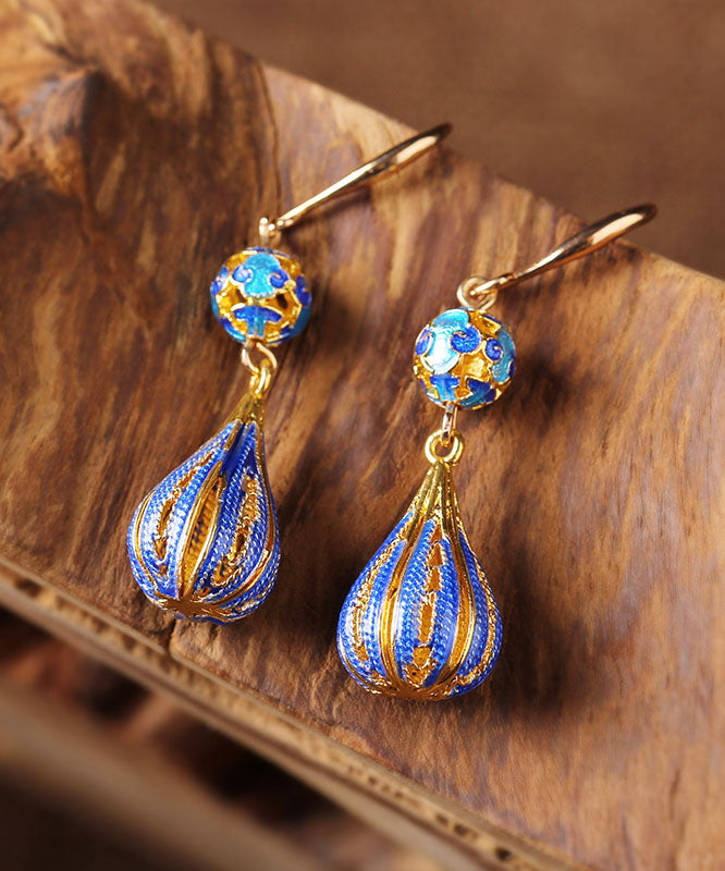 Gold Ancient Gold Cloisonne Drop Earrings