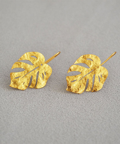 Hot Gold Leaf 14k Gold Copper Stud Earrings