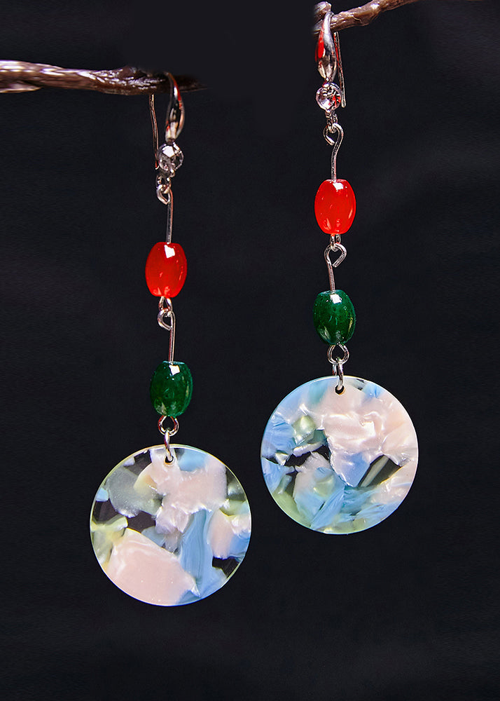 Turquoise Collocation Coral Acrylic Drop Earrings